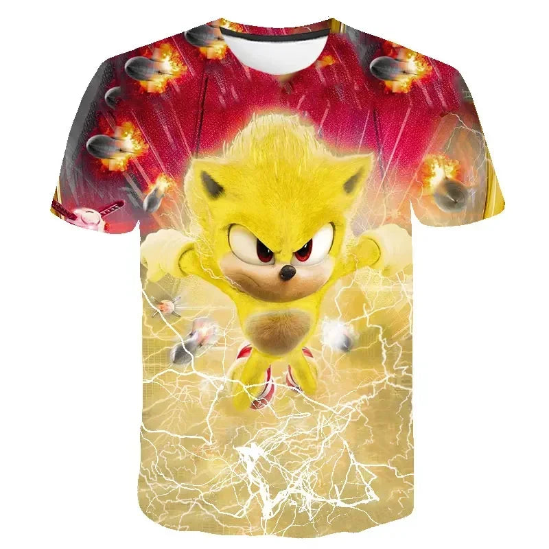 Sonic T Shirt Cartoon Game Short Sleeve Boys Girls.