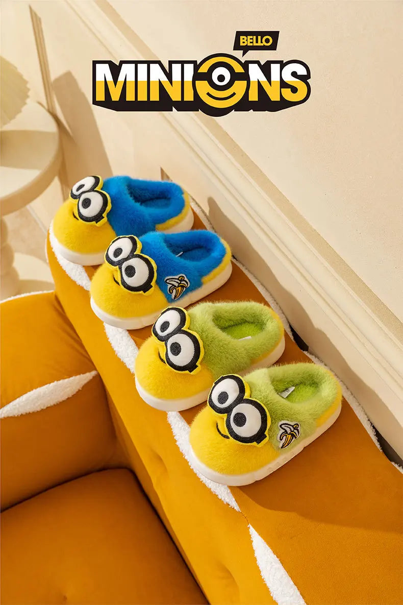 2024 New Cute Cartoon Minions Children Slippers Cartoon Boys And Girls Home Indoor Comfortable Warm Non Slip Slipper Winter Gift