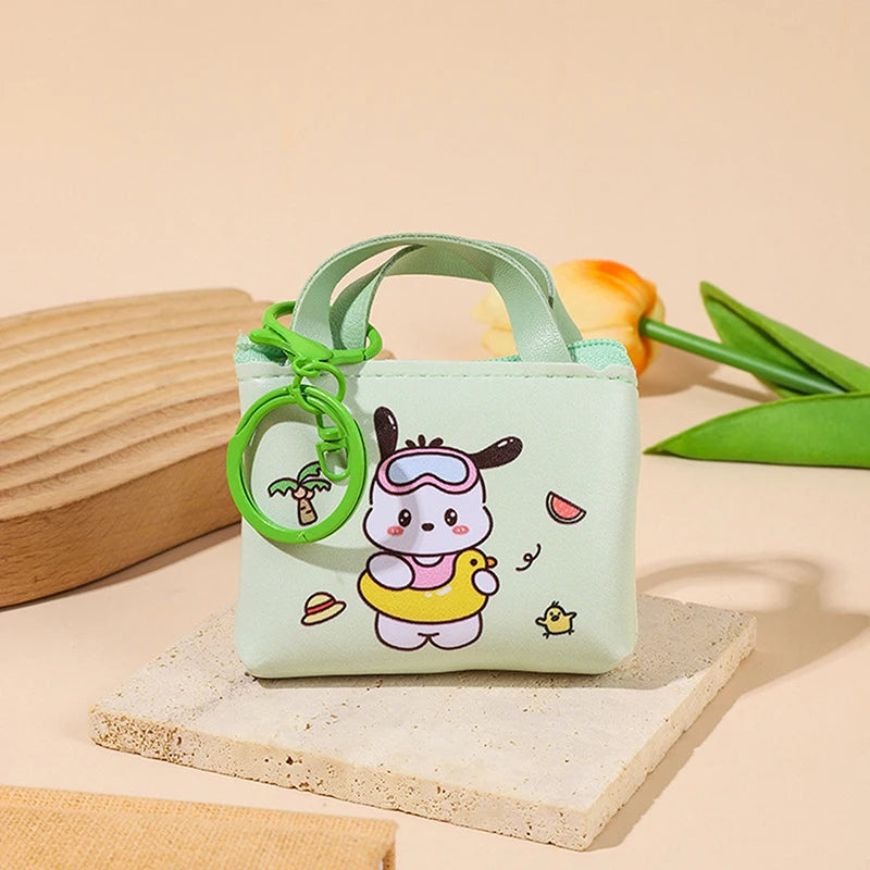 Kawaii Sanrio Hello Kitty Kuromi Silicone Coin Purse Cinnamoroll Keychain Wallet