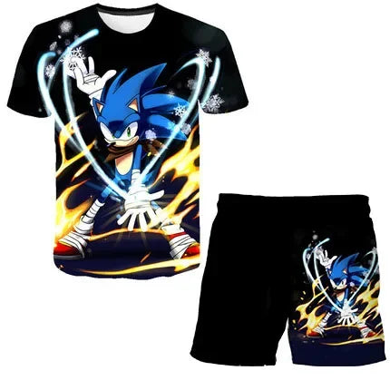 Boys Sonic T-shirt/ Shorts 2 Pcs Set.