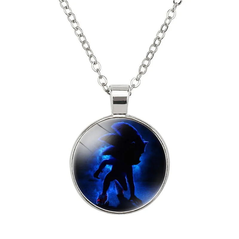 Sonic The Hedgehog Necklace Silver Pendant.