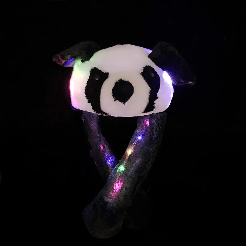 Glowing Plush Ear Moving Jumping Rabbit Hat Funny Glowing Ear Moving Bunny Hat Cosplay Christmas Party Hat 5-18 Years and Adult