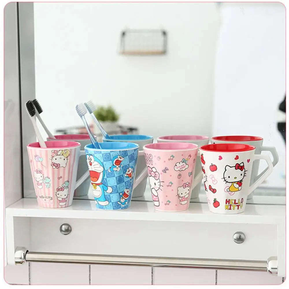 Washing Cup Kawaii Sanrio Hello Kitty Kit Anime Figure My Melody 350Ml Water Cup Brush Teeth Gargle Household Child Student Cute