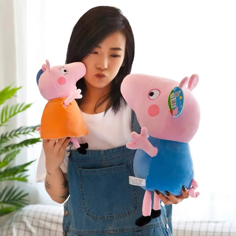 Cute Peppa Pig Plush Toy Kawaii Piggy George Piggy Daddy Piggy Mummy Cartoon Doll Children's Room Decoration Throw Pillow