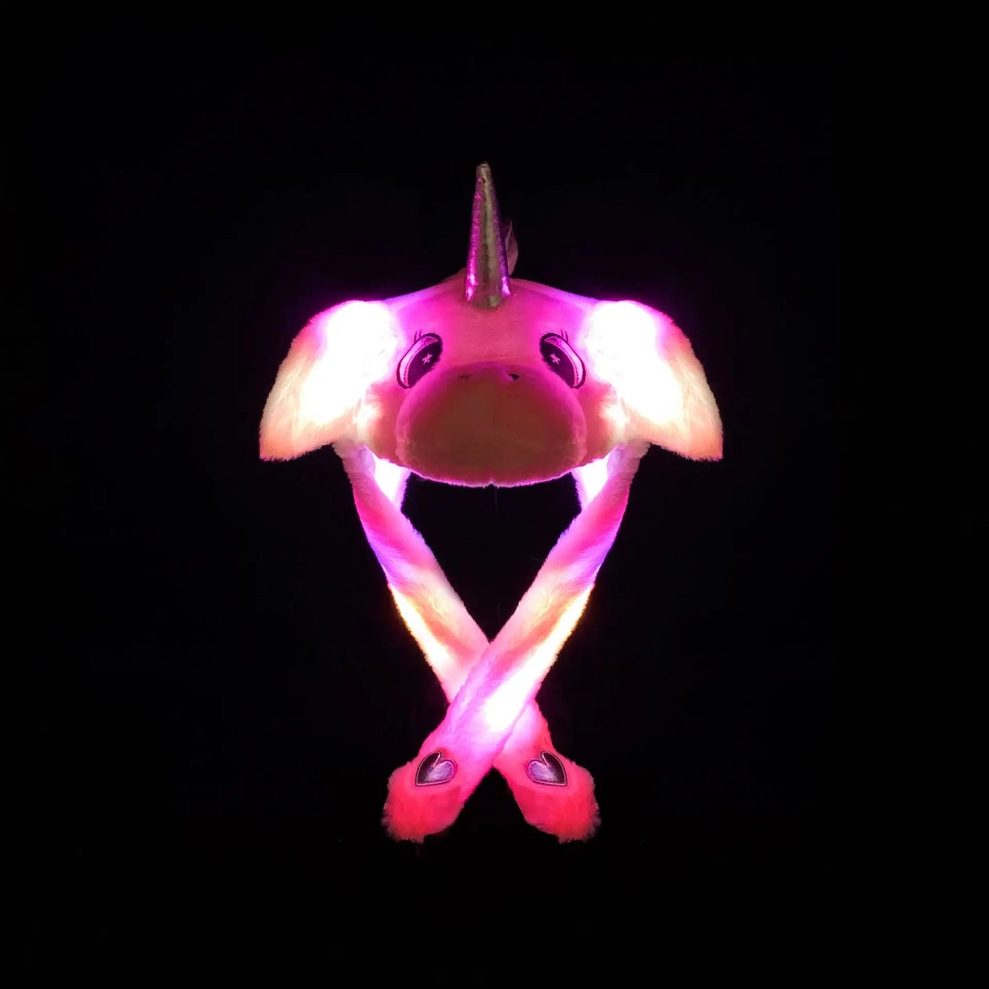 Glowing Plush Ear Moving Jumping Rabbit Hat Funny Glowing Ear Moving Bunny Hat Cosplay Christmas Party Hat 5-18 Years and Adult