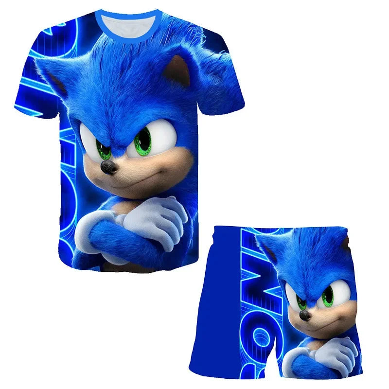 Boys Sonic T-shirt/ Shorts 2 Pcs Set.