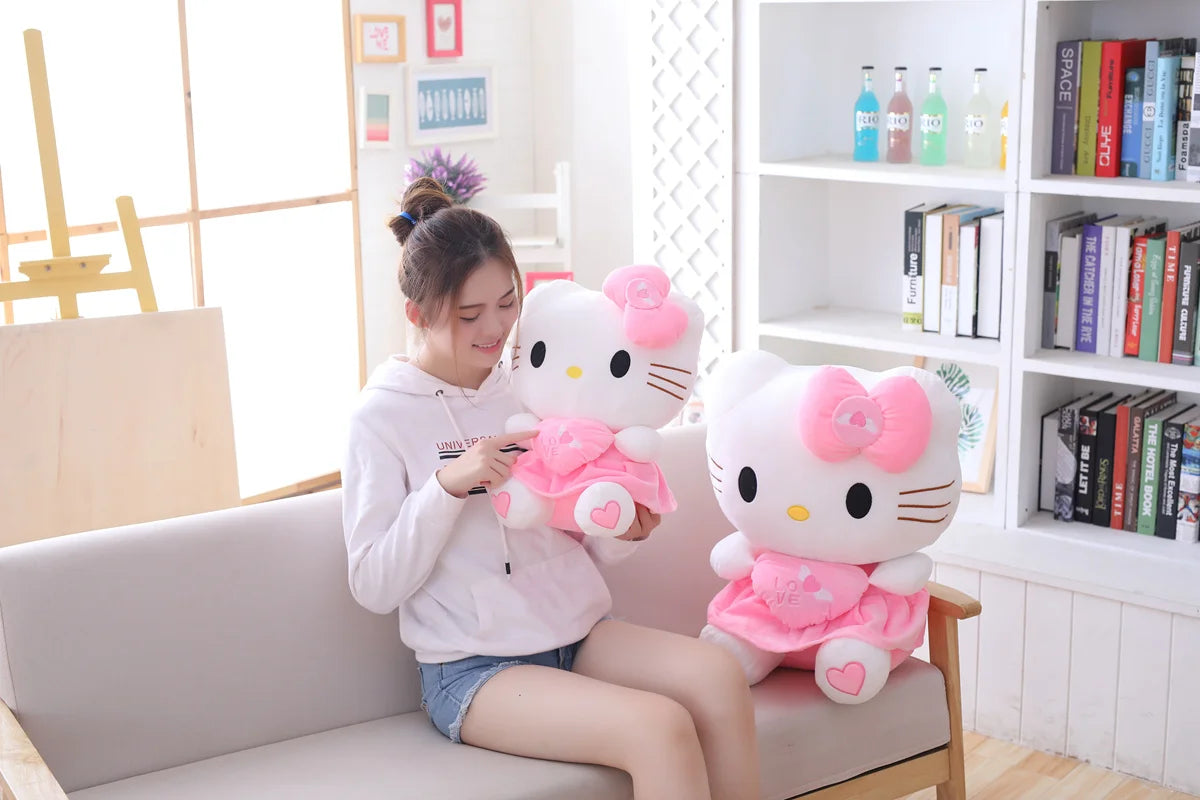 35-70cm Big Size Sanrio Hello Kitty Plush Toys Cute Anime Peripherals Movie KT Cat Stuffed Doll Hello Kitty Xmas Gift For Kid