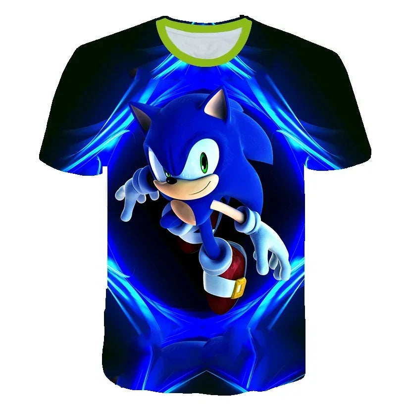 Sonic T Shirt Cartoon Game Short Sleeve Boys Girls.