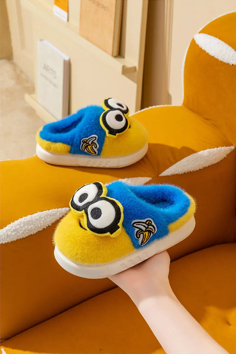 2024 New Cute Cartoon Minions Children Slippers Cartoon Boys And Girls Home Indoor Comfortable Warm Non Slip Slipper Winter Gift