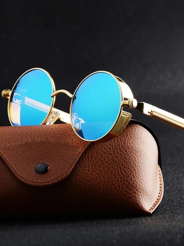 Metal Steampunk Sunglasses Men Women Fashion Round Glasses Brand Designer Vintage Sun Glasses