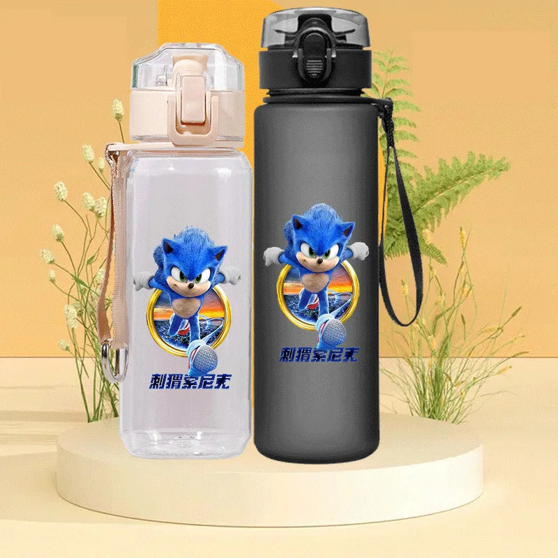 Sonic The Hedgehog Water Bottle with Time Marker Portable Reusable.