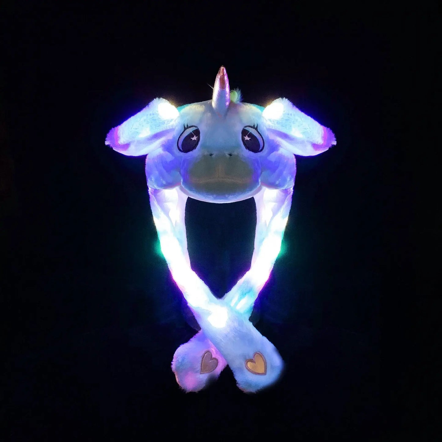 Glowing Plush Ear Moving Jumping Rabbit Hat Funny Glowing Ear Moving Bunny Hat Cosplay Christmas Party Hat 5-18 Years and Adult