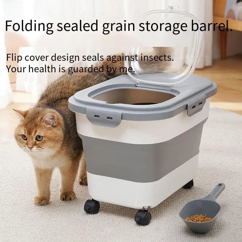 Collapsible Cat/Dog Food Storage Container. Folding Pet Supplies