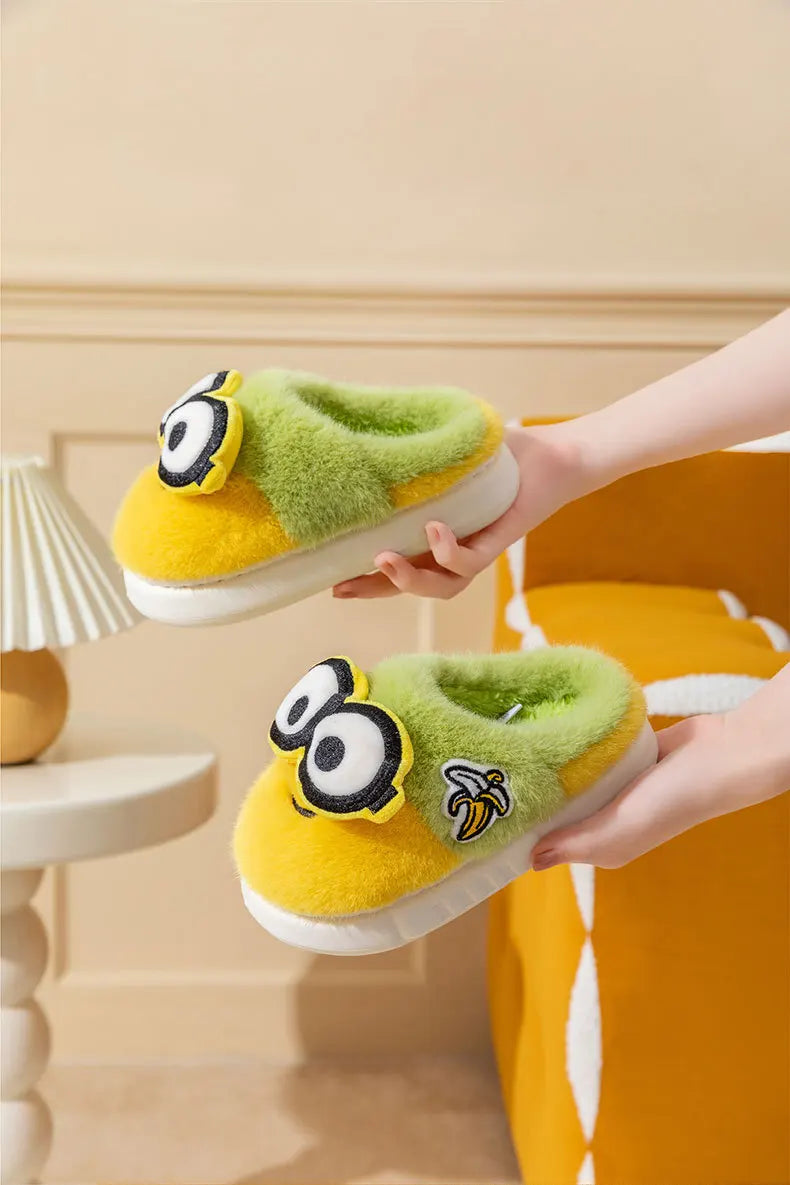 2024 New Cute Cartoon Minions Children Slippers Cartoon Boys And Girls Home Indoor Comfortable Warm Non Slip Slipper Winter Gift