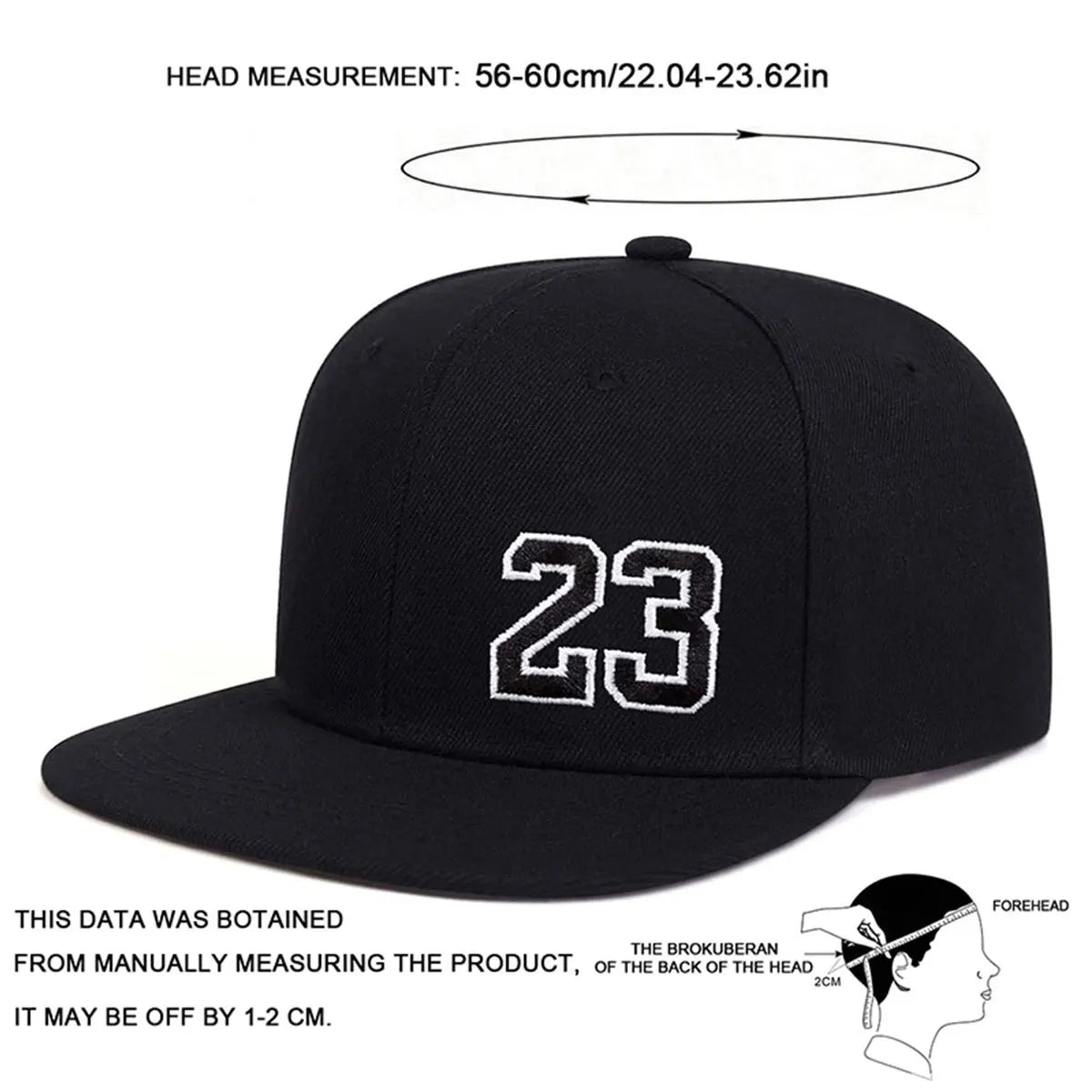 Men's One-Piece Unisex Hat with Number 23 Embroidery, Hip-Hop Style, Adjustable for Sun Protection, Ideal for Leisure, Spring and Autumn Travel, and Vacation.