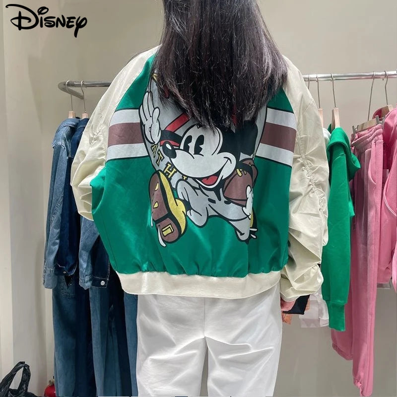 Disney 2022 New Arrival Top Fashion Autumn Cotton Loose Casual Cartoon Mickey Mouse Print Jacket Brand Clothing Zipper Coats