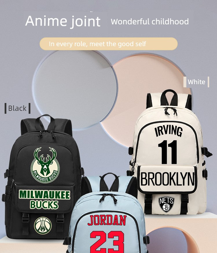 NBA Joint Name New Arrival Large Capacity Schoolbag Boys Primary School Students Kids Niche Style Kobe Star James Men's Lightweight