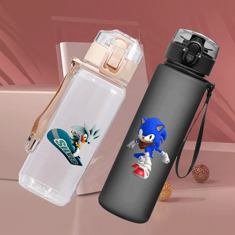 Sonic The Hedgehog Water Bottle with Time Marker Portable Reusable.