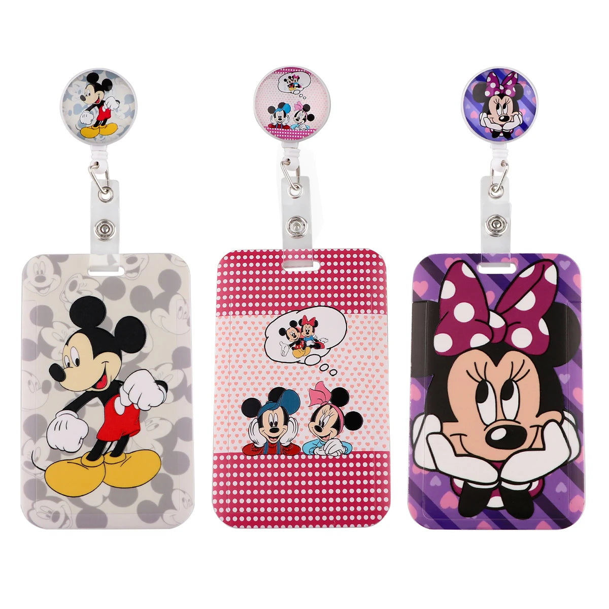 Stitch Mickey Keychain Student IC ID Card Badge Holder Yoda Retractable Nurse Badge Reel Clip Accessory Friend Kids Gift