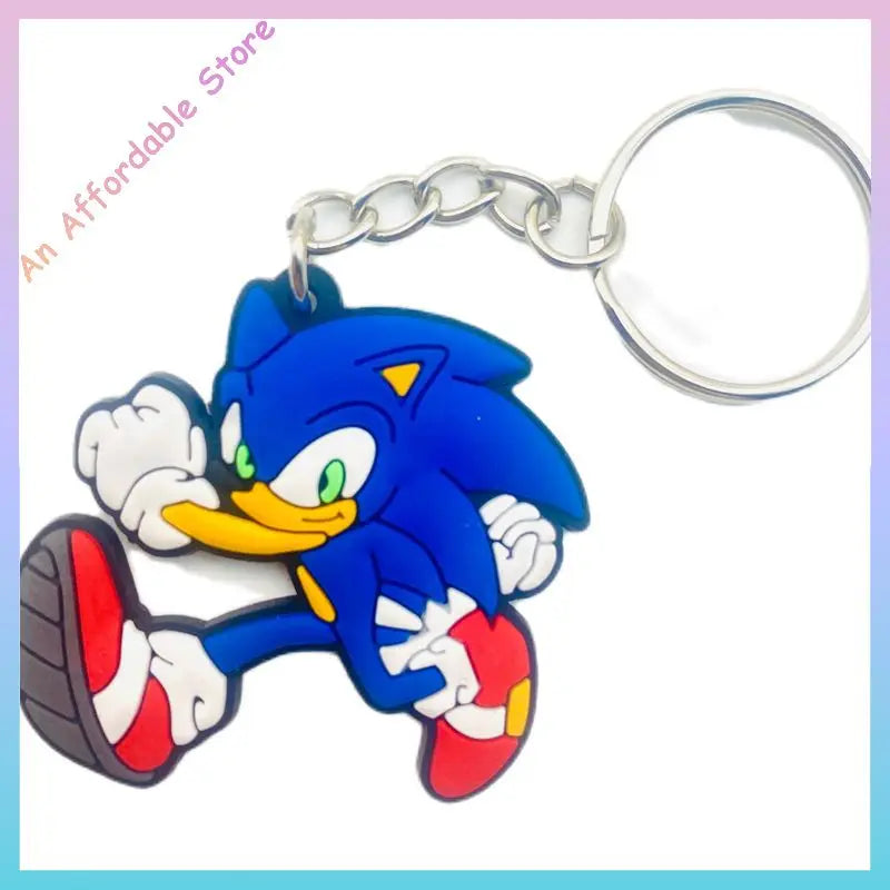 New Sonic The Hedgehog Key Chain Pendant Key Chain Hangings Pvc Japanese Anime Key Ring Schoolbag Decoration