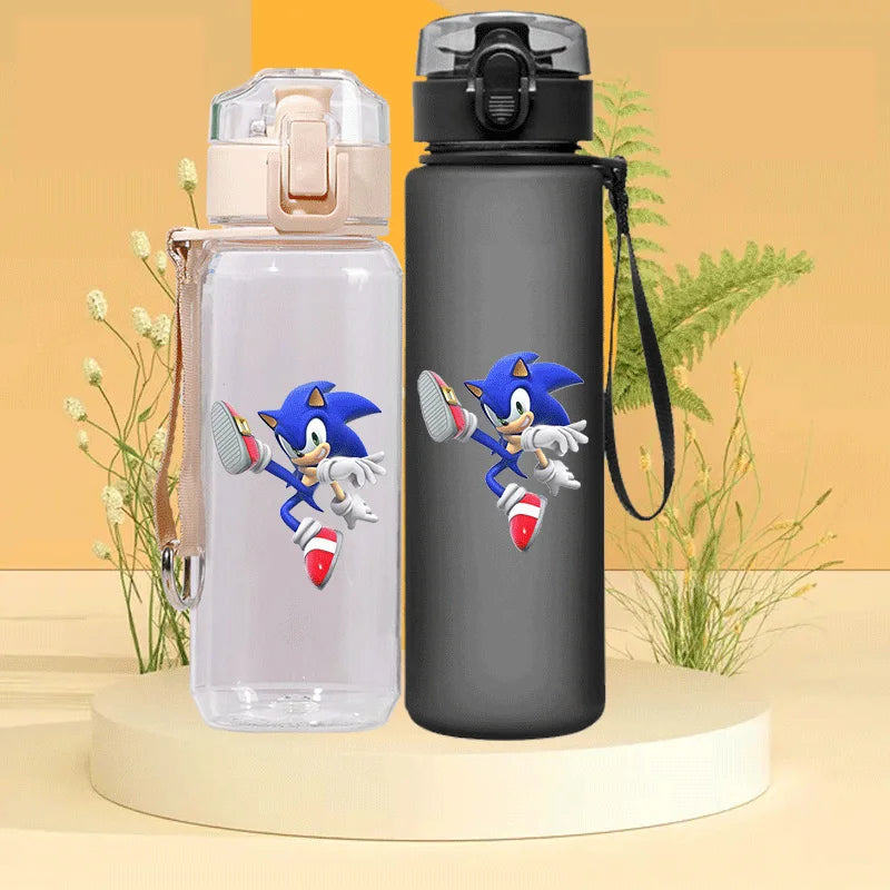 Sonic The Hedgehog Water Bottle with Time Marker Portable Reusable.