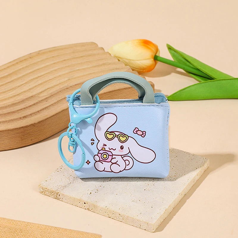 Kawaii Sanrio Hello Kitty Kuromi Silicone Coin Purse Cinnamoroll Keychain Wallet