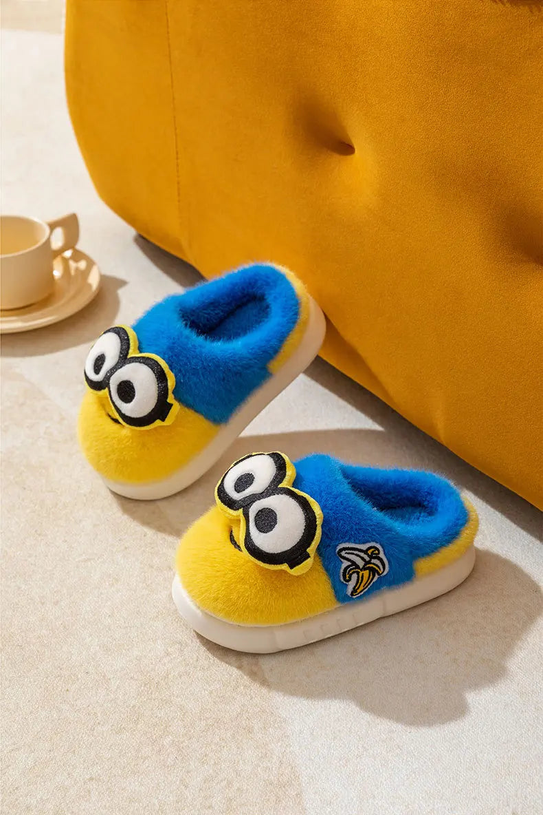 2024 New Cute Cartoon Minions Children Slippers Cartoon Boys And Girls Home Indoor Comfortable Warm Non Slip Slipper Winter Gift