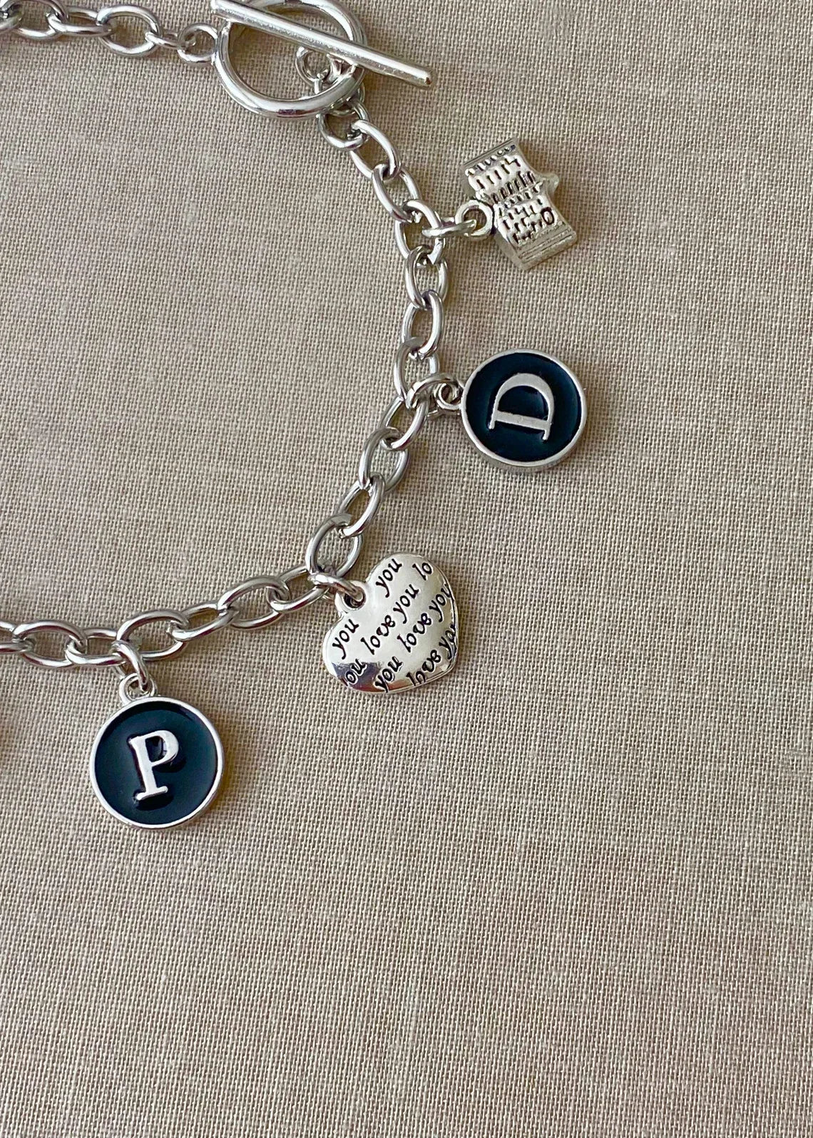 TTPD Bracelet Taylor Swift TTPD The Tortured Poets Department Album Inspired Antique Silvery Charm Bracelet Eras Swiftie Gift