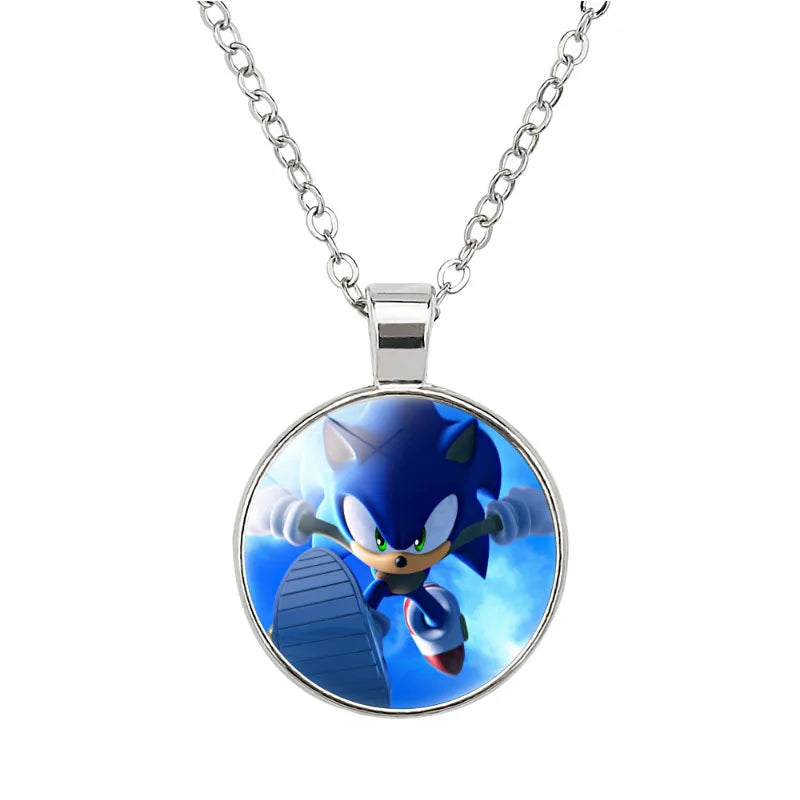 Sonic The Hedgehog Necklace Silver Pendant.