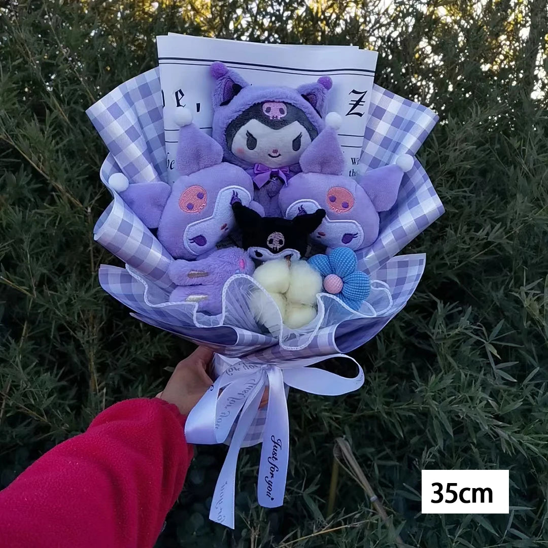 Hello Kitty Cartoon Plush Bouquet Anime Rose Soap Flowers Doll Home Wedding Decoration Christmas Valentine's Day Gift