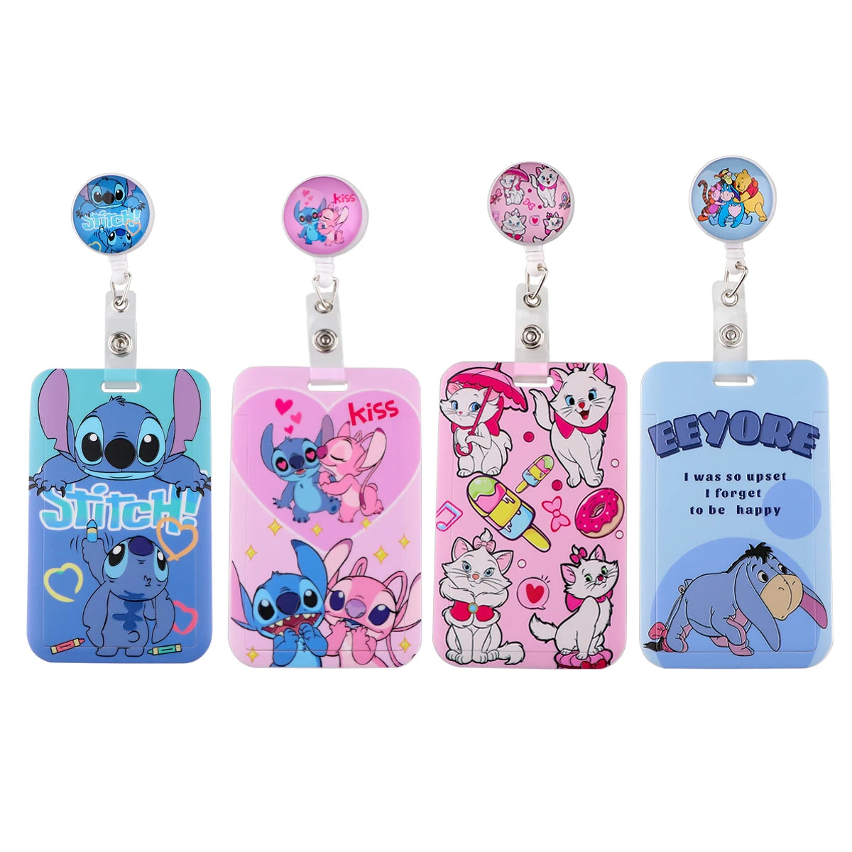 Stitch Mickey Keychain Student IC ID Card Badge Holder Yoda Retractable Nurse Badge Reel Clip Accessory Friend Kids Gift