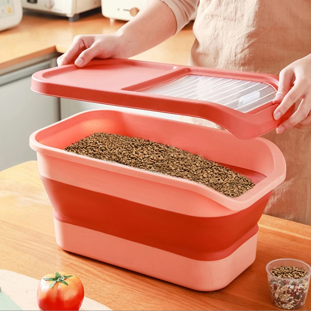 Collapsible Cat/Dog Food Storage Container. Folding Pet Supplies