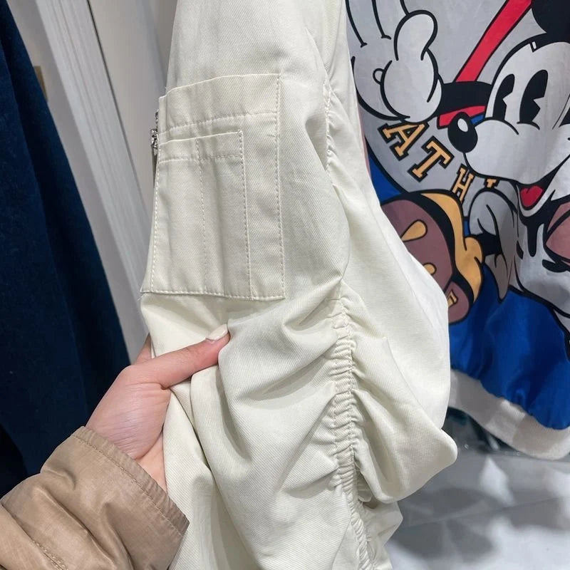 Disney 2022 New Arrival Top Fashion Autumn Cotton Loose Casual Cartoon Mickey Mouse Print Jacket Brand Clothing Zipper Coats