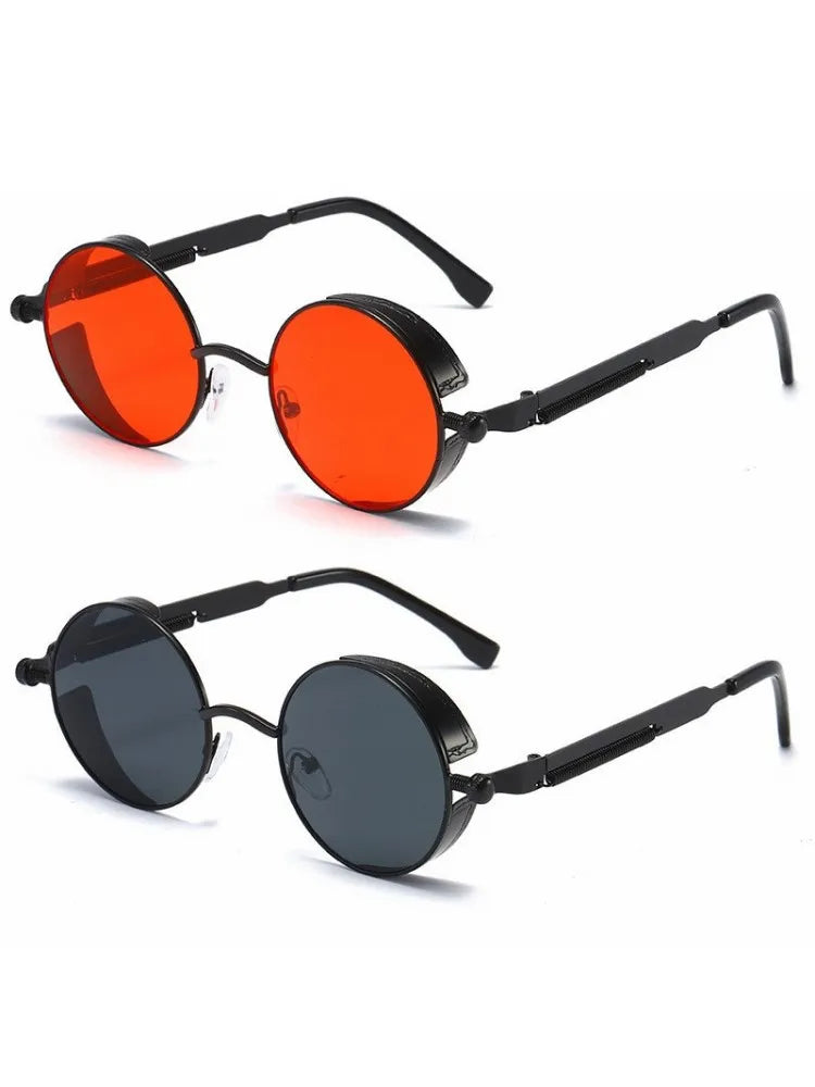 Metal Steampunk Sunglasses Men Women Fashion Round Glasses Brand Designer Vintage Sun Glasses