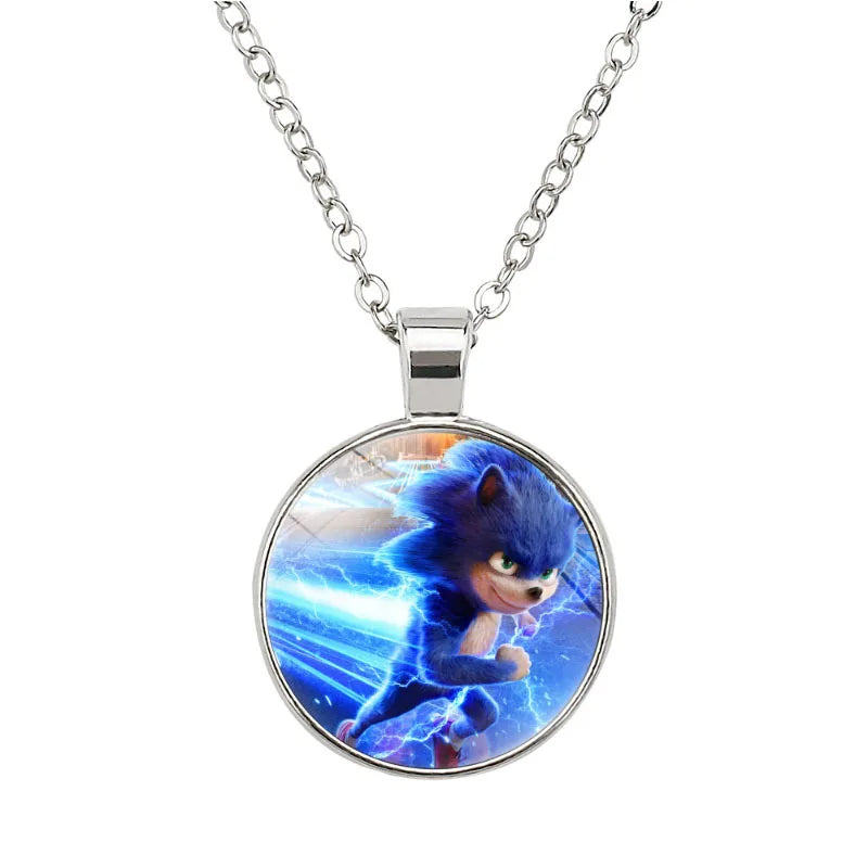 Sonic The Hedgehog Necklace Silver Pendant.
