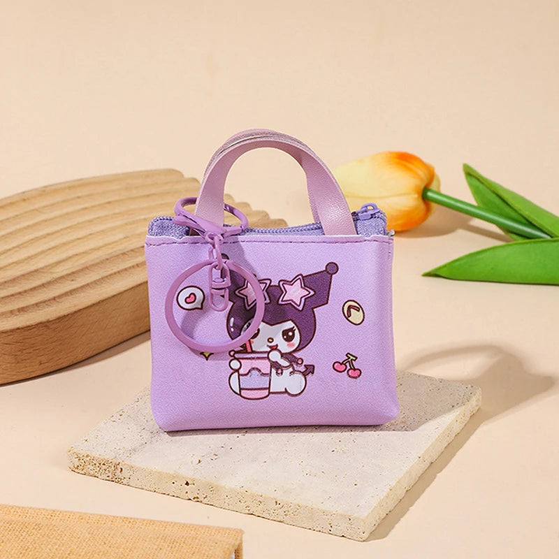 Kawaii Sanrio Hello Kitty Kuromi Silicone Coin Purse Cinnamoroll Keychain Wallet