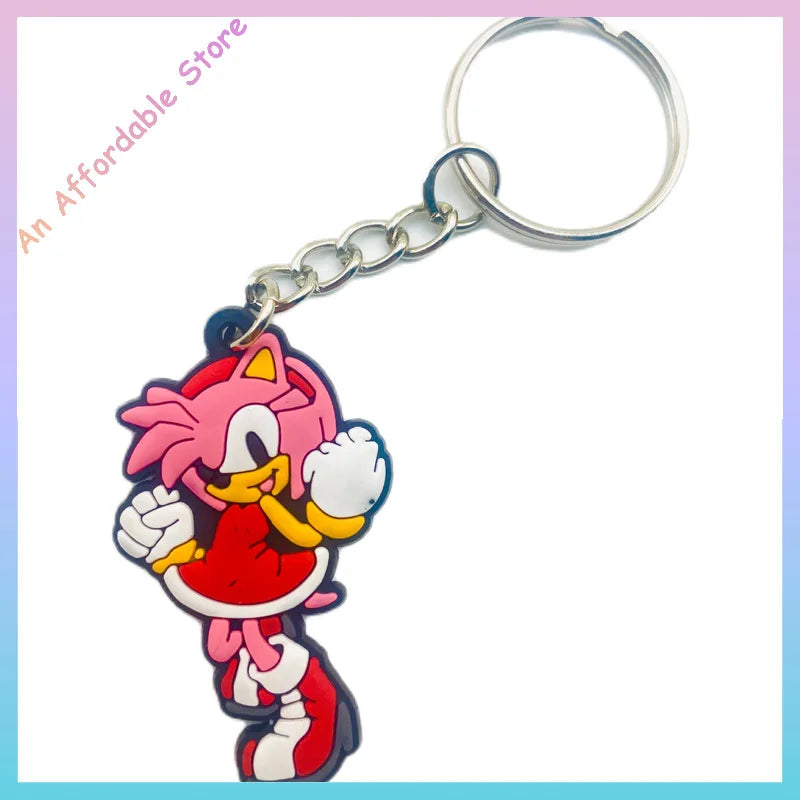 New Sonic The Hedgehog Key Chain Pendant Key Chain Hangings Pvc Japanese Anime Key Ring Schoolbag Decoration