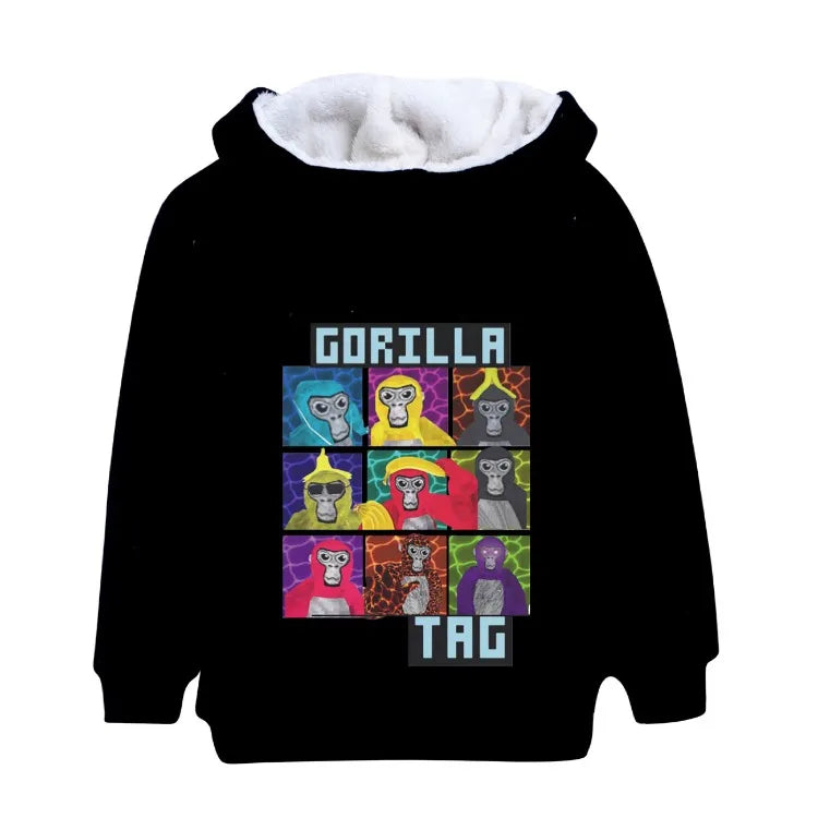 Gorilla Tag Clothes Kids Cartoon Monkey Coats Youth Boys Winter Hooded Zipper Jacket Children Parkas Girls Cotton Warm Outerwear