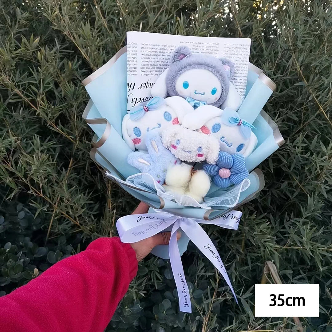 Hello Kitty Cartoon Plush Bouquet Anime Rose Soap Flowers Doll Home Wedding Decoration Christmas Valentine's Day Gift