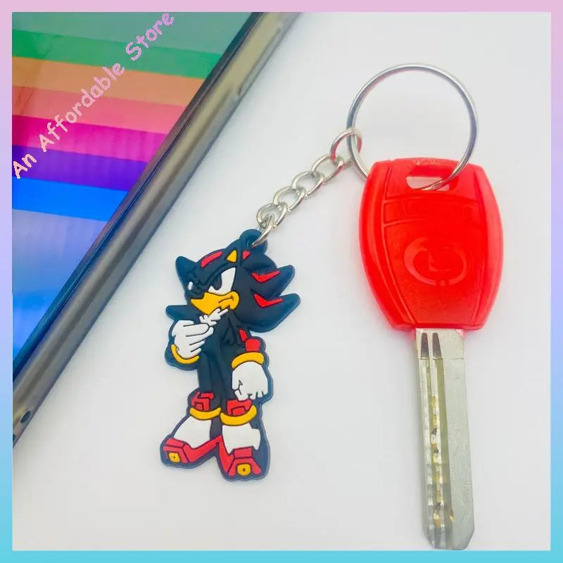 New Sonic The Hedgehog Key Chain Pendant Key Chain Hangings Pvc Japanese Anime Key Ring Schoolbag Decoration
