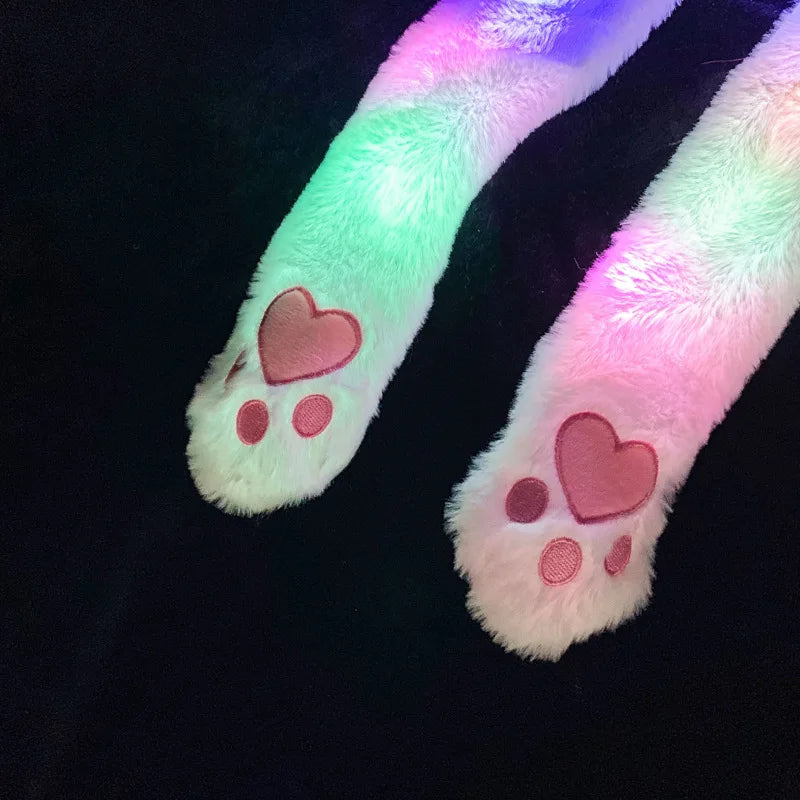 Glowing Plush Ear Moving Jumping Rabbit Hat Funny Glowing Ear Moving Bunny Hat Cosplay Christmas Party Hat 5-18 Years and Adult