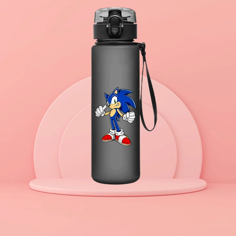 Sonic The Hedgehog Water Bottle with Time Marker Portable Reusable.