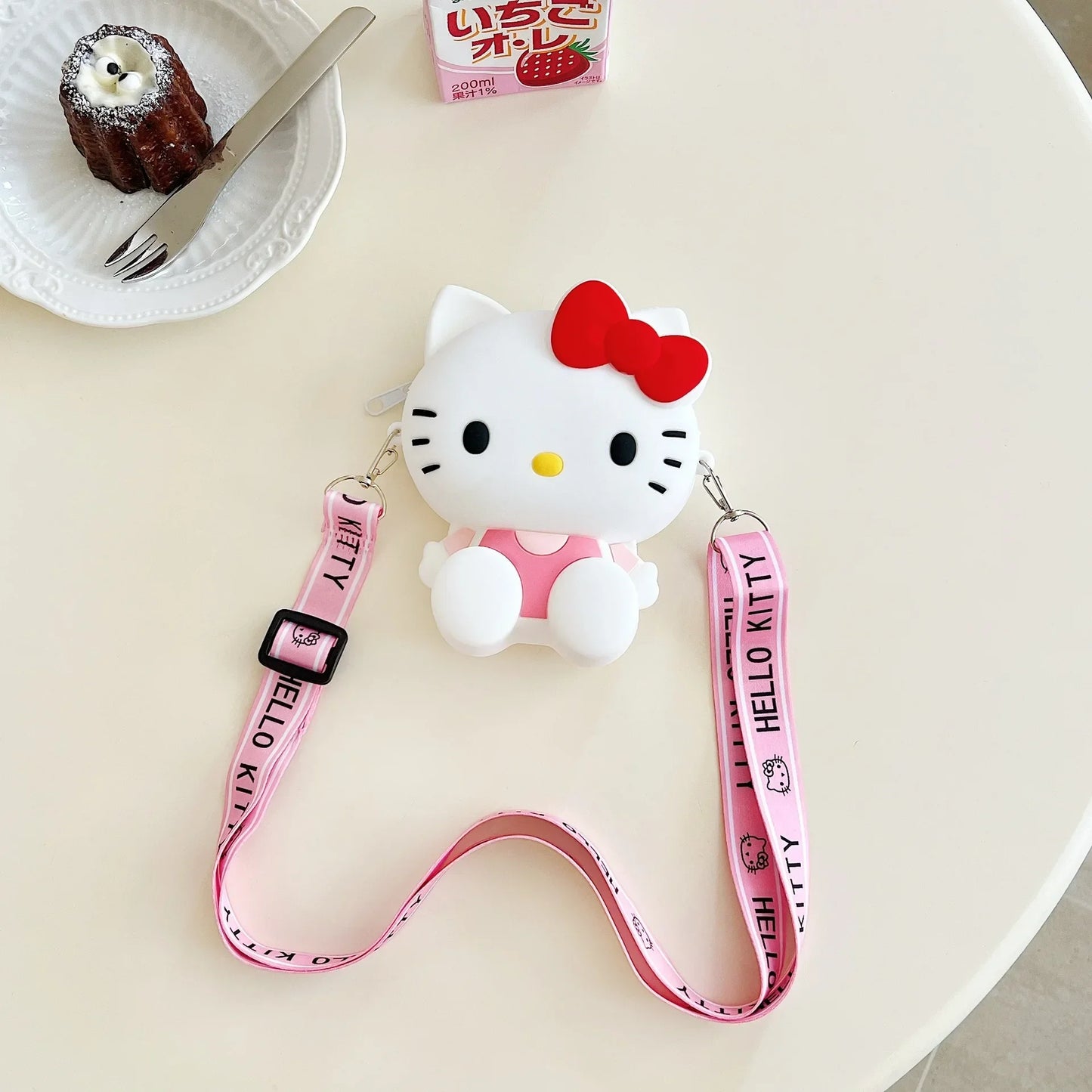 Funny Sanrio Hello Kitty Crossbody Bag for Girls - Cute Cartoon Silicone Coin Purse, Casual Shoulder Bag Kids Holiday Gift