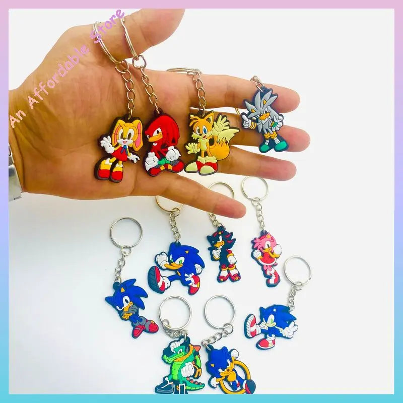 New Sonic The Hedgehog Key Chain Pendant Key Chain Hangings Pvc Japanese Anime Key Ring Schoolbag Decoration