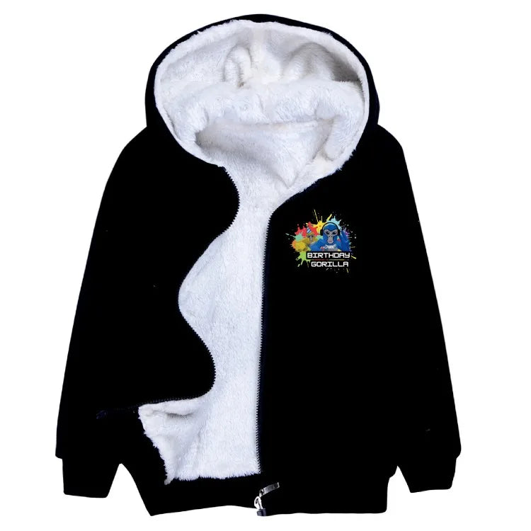Gorilla Tag Clothes Kids Cartoon Monkey Coats Youth Boys Winter Hooded Zipper Jacket Children Parkas Girls Cotton Warm Outerwear