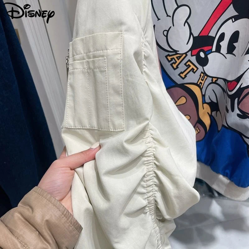 Disney 2022 New Arrival Top Fashion Autumn Cotton Loose Casual Cartoon Mickey Mouse Print Jacket Brand Clothing Zipper Coats