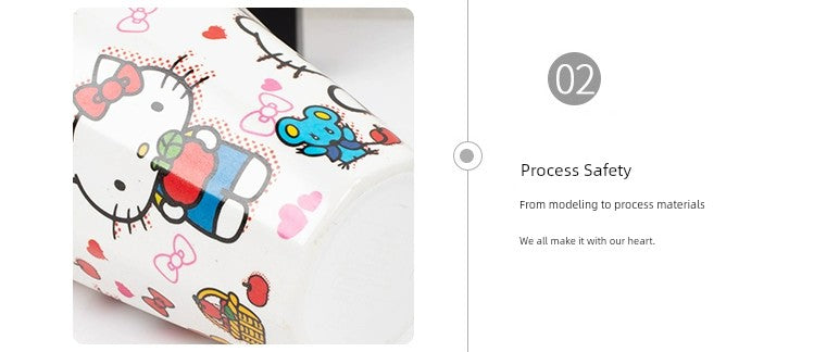 Two-Color Handle Cup Hello kitty Porcelain mug.