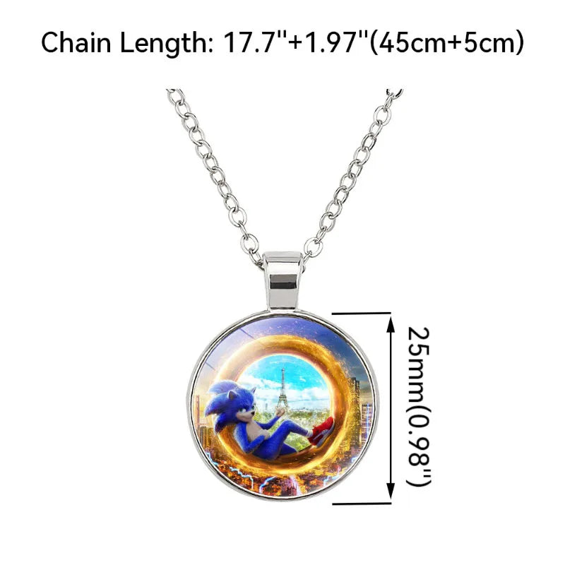 Sonic The Hedgehog Necklace Silver Pendant.