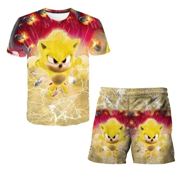 Boys Sonic T-shirt/ Shorts 2 Pcs Set.
