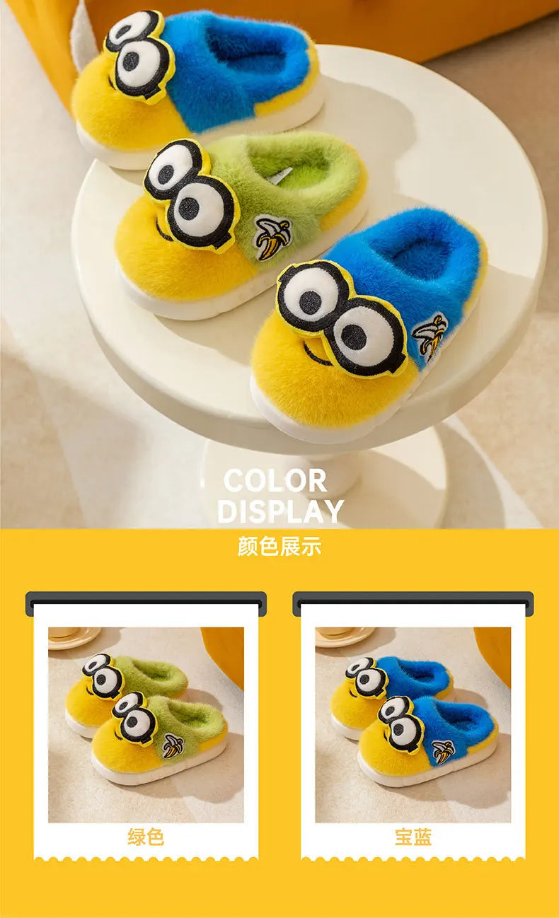 2024 New Cute Cartoon Minions Children Slippers Cartoon Boys And Girls Home Indoor Comfortable Warm Non Slip Slipper Winter Gift